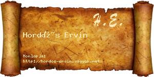 Hordós Ervin névjegykártya