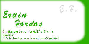 ervin hordos business card